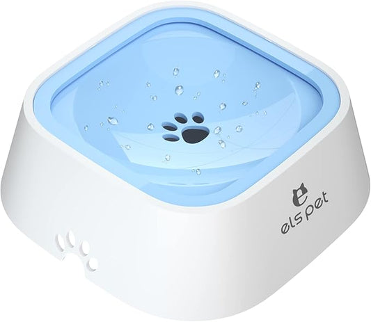 ELS PET No Spill Dog & Cat Bowl - 70oz/2L Large Capacity Travel Water Dispenser (Blue, 35oz)