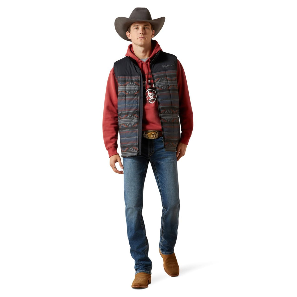 ARIAT Crius Insulated Vest, Southwestern/Rust, Large Tall