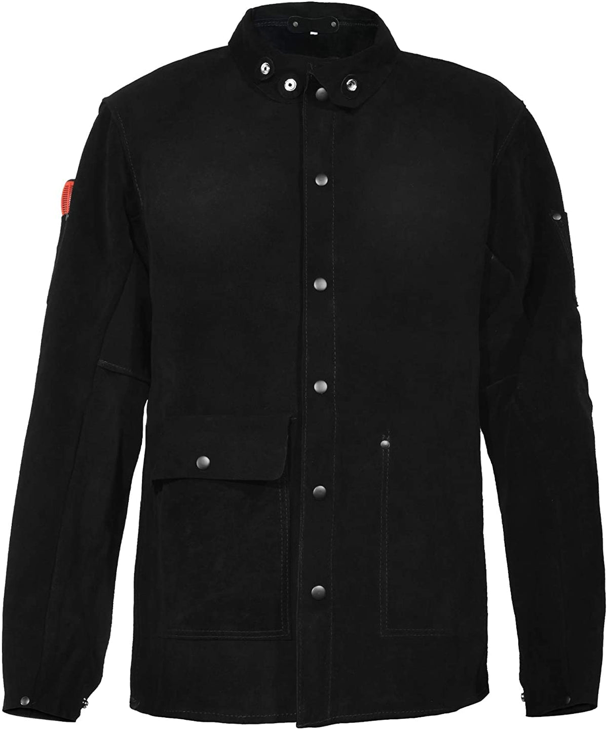 Black Leather Welding Jacket, Heavy Duty FR Heavy Duty Split Cowhide Leahter (Medium, m)