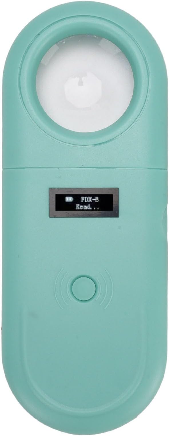 Pet Chip Reader Handheld with Magnifier and LED Light for Animal Identification Applications - USB Charging Portable Animal Chip Scanner for DogCatHorse - Green ABS Material