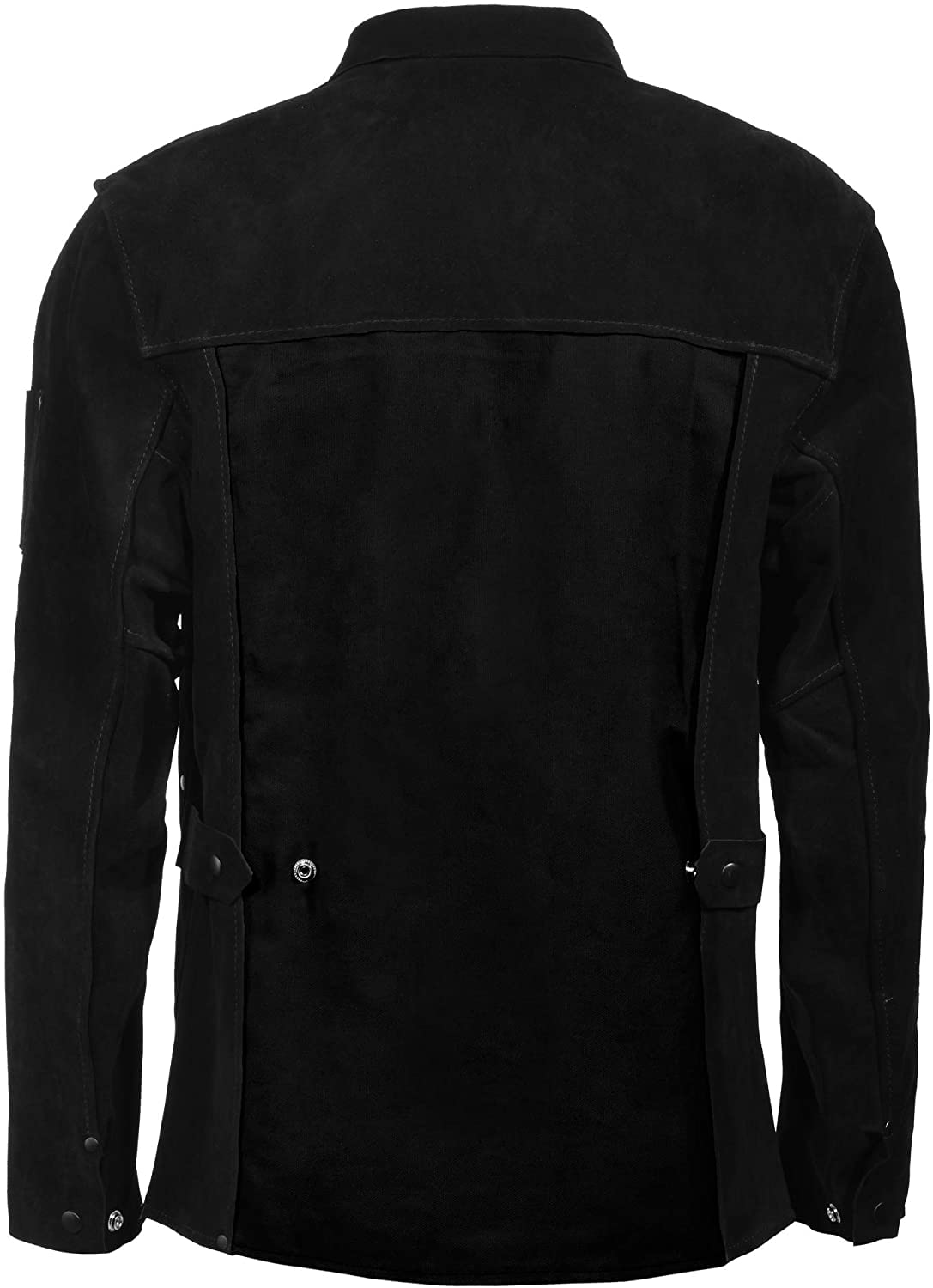 Black Leather Welding Jacket, Heavy Duty FR Heavy Duty Split Cowhide Leahter (Medium, m)