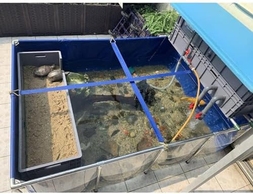 Flexible PVC Fish Breeding Water Tank with Steel Frame, Clear Viewing Window, Easy Assembly, 50x40x30cm - Ideal for Fish & Aquatic Pets in Backyard Pools or Ponds