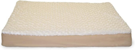 Furhaven Orthopedic Dog Bed for Large/Medium Dogs w/ Removable Washable Cover, For Dogs Up to 55 lbs - Ultra Plush Faux Fur & Suede Mattress - Cream, Large