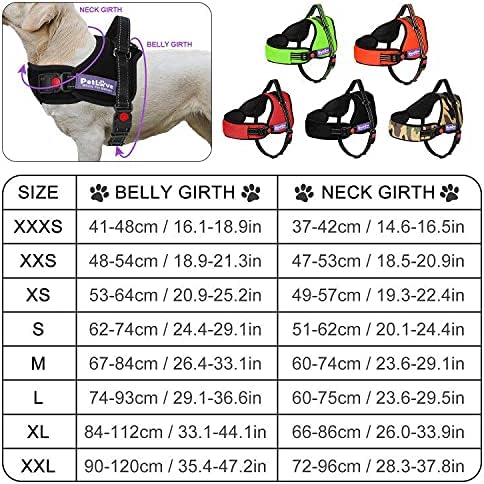 PetLove Dog Harness, Adjustable Soft Leash Padded No Pull Dog Harness for Small Medium Large Dogs, Orange