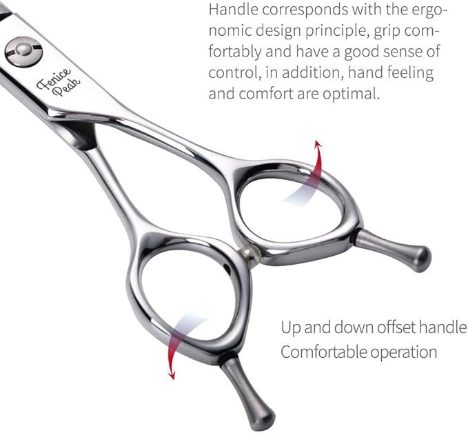 Fenice Peak Dog Grooming Shears Curved Thinning Scissors for Dogs and Cats Face Body Trimming Shears 440C 7.5''