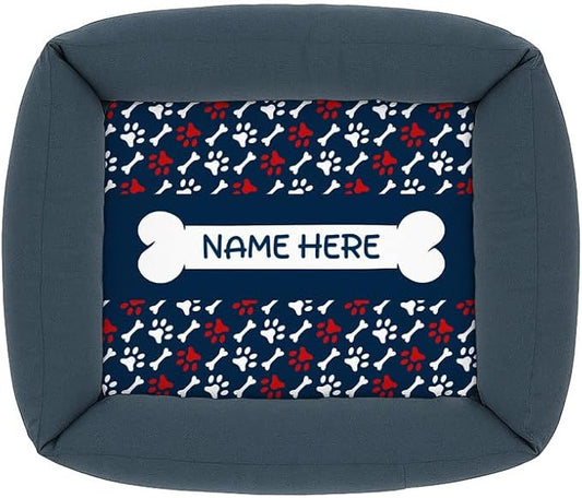 Ships Next Day, Made in USA - Customizable Dog Bed - Personalized Pet Cushion with Design Choice & Add Pet's Name - 3 Sizes - Unique Gift for Puppy or Dog Lovers (27.5x23.5 Inches)