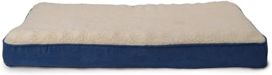 Furhaven Sherpa & Suede Mattress Egg Crate Orthopedic Foam Dog Bed - Navy, Jumbo (X-Large)