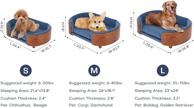 Dog Crate Furniture Elevated Dog Bed with Solid Wood Legs and Bent Wood Back, Mid Size Pet Sofa Kennel Indoor Cage House for Medium Dogs,Darkgrey