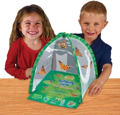 Insect Lore Butterfly Farm - Live Cup of 5 Caterpillars, Reusable Habitat, STEM Butterfly Activity Journal & Supplies - Grow, Observe and Release Painted Lady Butterflies