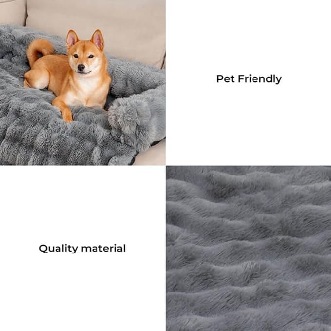 Dream Cloud Pet Sofa Bed for Dogs Cats, 2026 Washable Removable Calming Fluffy Plush Mat for Furniture Protector, Long Fur Non-Slip, for Small/Medium/Large Home Pets (Brown, L: 37.4 * 33.5IN)