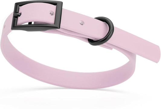 Dogline Biothane Waterproof Dog Collar Strong Coated Nylon Webbing with Black Hardware Odor- Proof for Easy Care Easy to Clean High Performance Fits Small Medium or Large Dogs, Pastel Purple