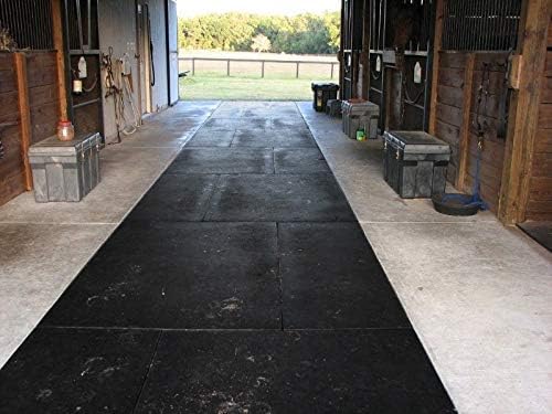 American Floor Mats - Heavy Duty Stall Tiles - Stable/Horse Tiles - Thick, Durable Rubber Flooring Solid Black 14' x 20' Set 3/8" Thick (70 Tiles Total)