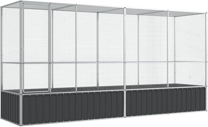 Steel Aviary with Extension, Large Bird Cage with Lockable Door, Aviary Spacious and Versatile Cage Ideal for Parakeets, Parrots, Lovebirds, Cockatiels, Pigeons, 164.8"x42.1"x83.5",-276
