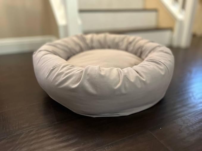 Organic Cotton Canvas Dog Bed: Removable Cover, Natural Fill - Made in USA (Gray, X Large 42" x 8" inches)