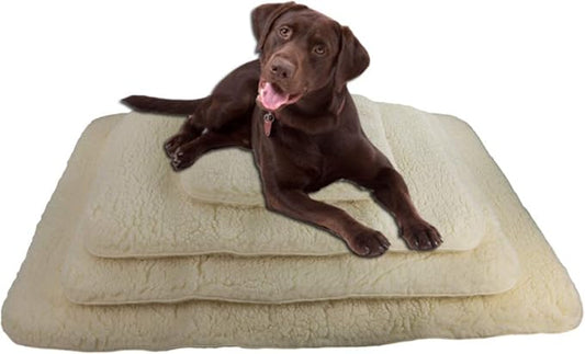 ActiveDogs Hi Loft Faux Lambskin Plush Sherpa Dog Bed - Medium 24"-36" - Orthopedic & Machine Washable - Double Layered