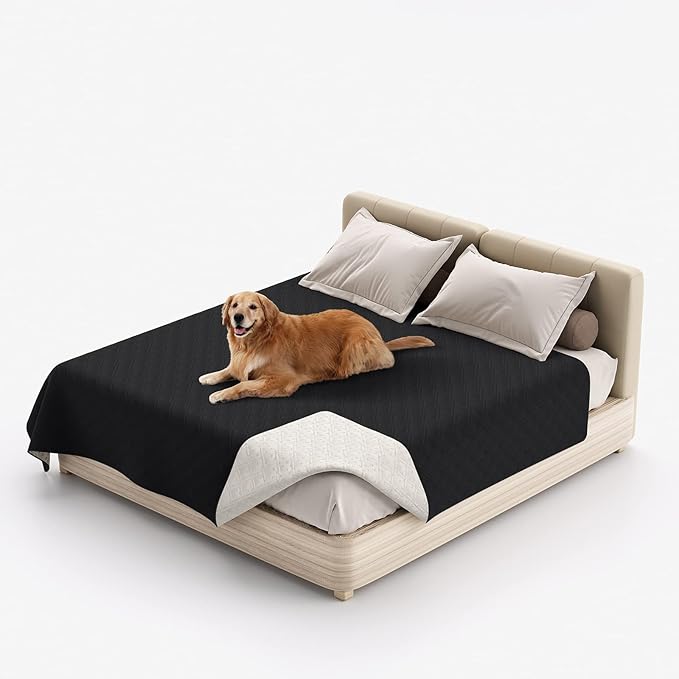 Waterproof Dog Bed Covers for Couch Protection, Water-Resistant Soft Dog Pet Blanket Anti-Slip Dog Blanket for Bed, for Furniture Bed Couch Sofa (Black,52x82inch)