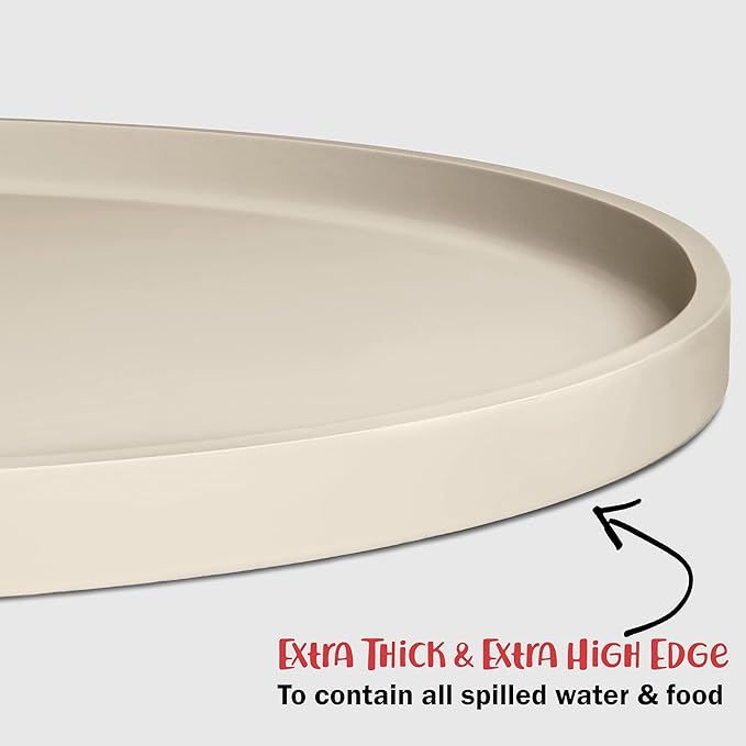 DogBuddy Dog Food Mat - Waterproof Dog Bowl Mat, Silicone Pet Mat for Food and Water Bowls, Nonslip Pet Feeding Mat with Edges, Dogs Food Mats for Floors, Puppy Supplies (Small, White Sand)