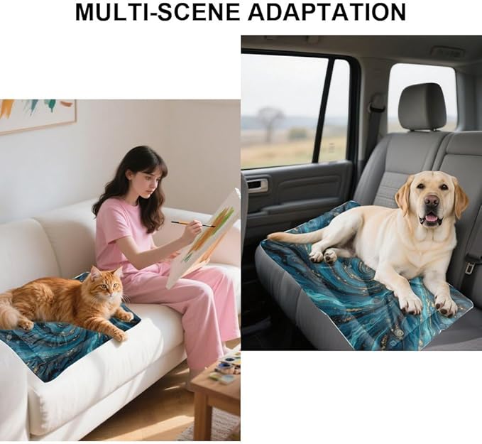 Blue Gold Fluid Swirl Marble Art Dog Beds Medium Furniture Dog Crate Mat Crate Pad Beds for Washable Non-Slip Pet Bed for Cute Bed Travel Mat Pet Furniture Indoor Outdoor 36X24 Inch