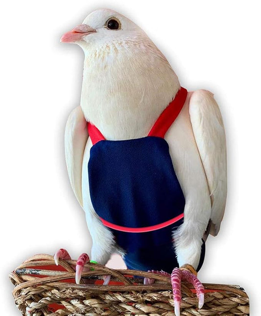 Bev's Bird Boutique Regular Flyper Adjustable Bird Diaper | Reusable, Washable Cloth | Comfort Fit for Parrot, Cockatiels, & Other Small Birds | Fashionable Avian Accessories, Navy & Red, Size 9
