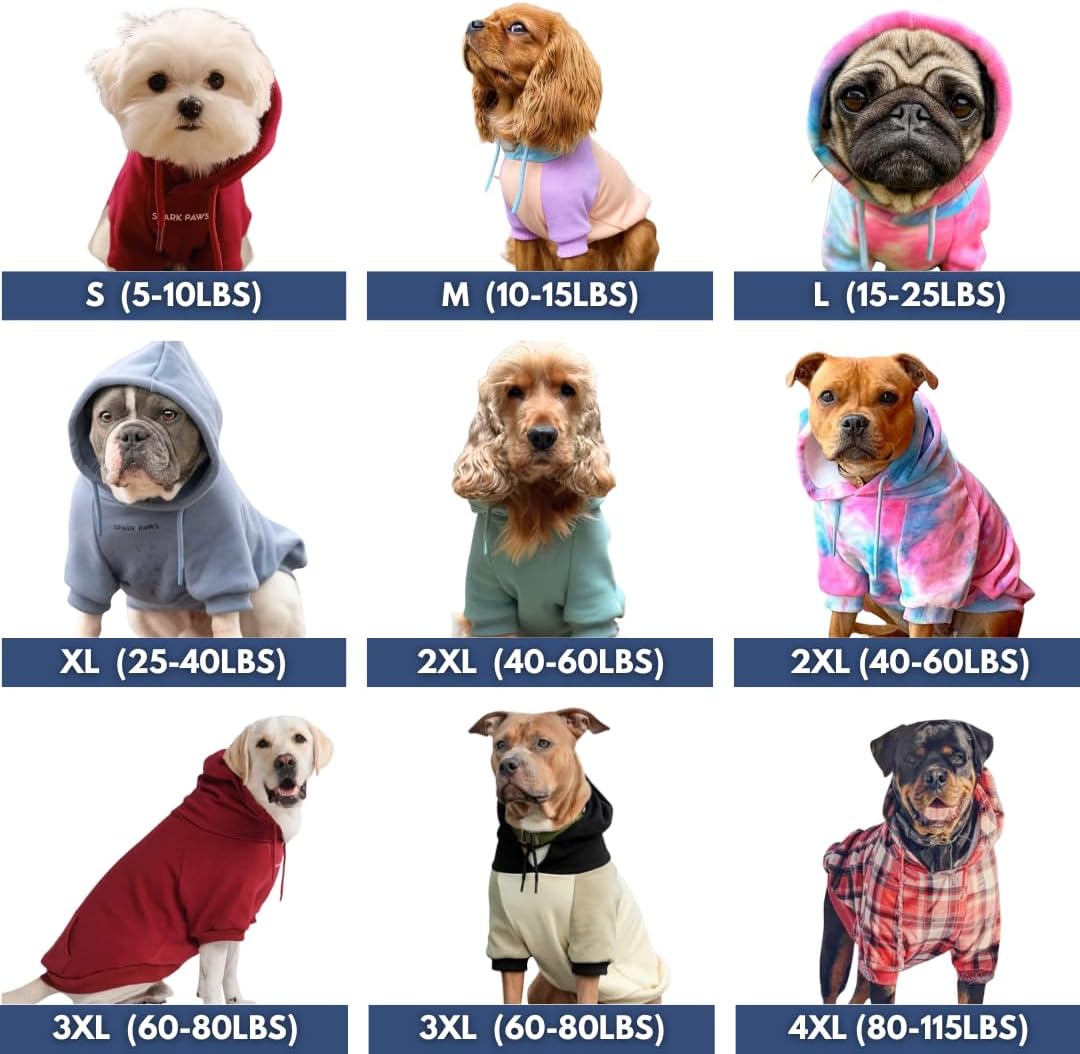 Spark Paws Dog Hoodie – Premium Dog Sweater for Small, Medium, and Large Dogs | Warm Outfits for French Bulldogs, Pitbull, Puppy, Winter Jacket Alternative - Red Plaid, 5XL