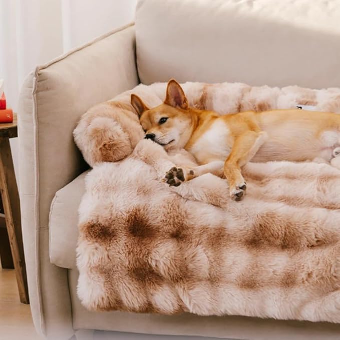 Dream Cloud Pet Sofa Bed for Dogs Cats, 2026 Washable Removable Calming Fluffy Plush Mat for Furniture Protector, Long Fur Non-Slip, for Small/Medium/Large Home Pets (Black, M: 33.5 * 28.3IN)