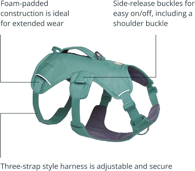 Ruffwear, Web Master, Multi-Use Support Dog Harness, Hiking and Trail Running, Service and Working, Everyday Wear, River Rock Green, XX-Small