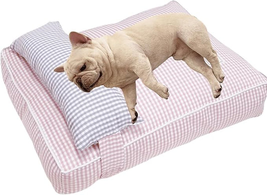 Dog Bed for Small Dogs, Dog Mattress with Pillow for Crate Kennel, Sofa Dog Bed, Super Soft Pet Bed for Medium, Small Dogs Breeds,Pet Bed Puppy Bed,Beds & Furniture (Pink,Medium)