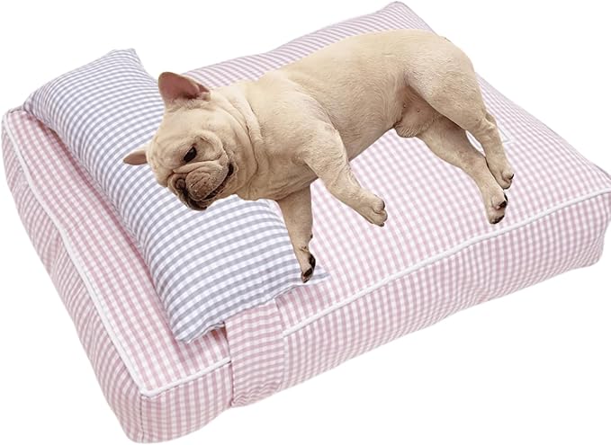 Dog Bed for Small Dogs, Dog Mattress with Pillow for Crate Kennel, Sofa Dog Bed, Super Soft Pet Bed for Medium, Small Dogs Breeds,Pet Bed Puppy Bed,Beds & Furniture (Pink,Small)