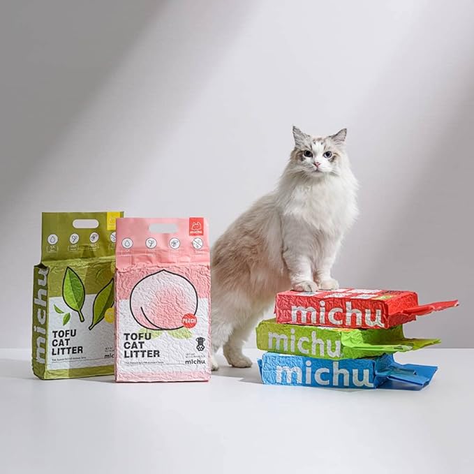 Tofu Cat Litter Natural Clumping Tofu Cat Litter 5.5lb/88oz 5 Scents (Greentea + Wonder Litter, 2 Pack)