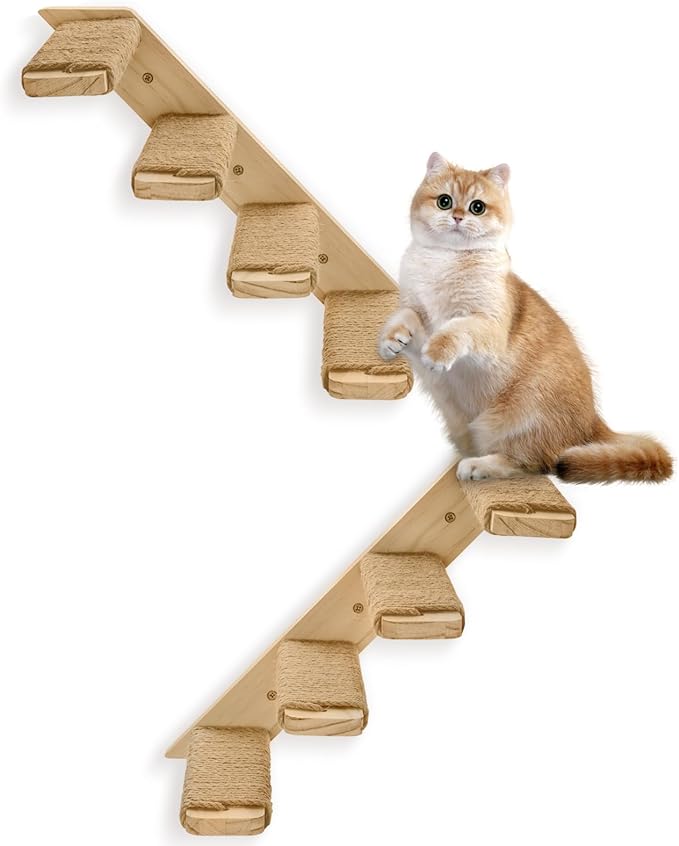2 Pack 4 Steps Cat Wall Shelves Cat Stairs for Wall with Sisal Rope.Cat Wall Steps/Ladder Furniture ＆ cat Tree Supplies(Catstairs 2Pack-4Steps)