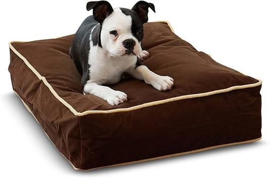 South Pine Porch Buddy Reversible Rectangle Pillow Style Microfiber Dog Bed with Removable, Machine-Washable Cover, Cocoa, Extra Small (24 in. x 18 in.)