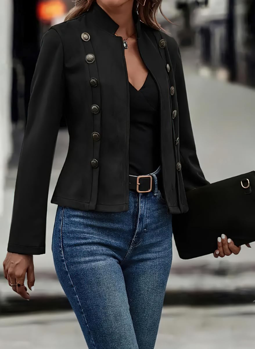 chouyatou Women's Faux Suede Leather Jacket 2025 Fall Winter Clothes Casual Business Long Sleeve Blazer Jacket Coat (X-Large, Black)