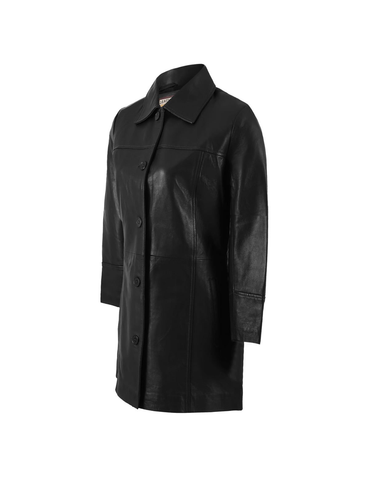 Leather Artist Women’s Lambskin Leather Car Coat – Classic 3/4 Length Style Overcoat (LA-Car.C.Wo.-Blk-XL)