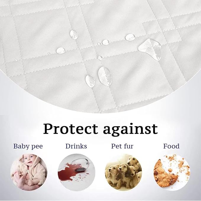 Waterproof Dog Bed Covers for Couch Protection, Water-Resistant Soft Dog Pet Blanket Anti-Slip Dog Blanket for Bed, for Furniture Bed Couch Sofa (Ivory White,52x82inch)