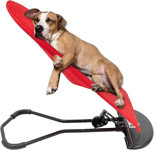 Pet Rocking Chair, Portable Foldable Pet Rocker Bed with 3-Level Height Adjustment, Pet Hammock for Small Dogs & Cats up to 33lbs, Breathable Mesh Hanging Bed with Safety Buckle (Red)