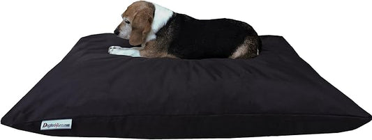 Dogbed4less Shredded Memory Foam Pillow Dog Bed with Waterproof Liner and Machine Washable Cover (After Dark Oxford, Large 48"X29")