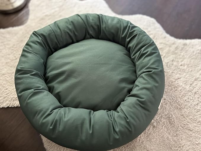 Organic Cotton Canvas Dog Bed: Removable Cover, Natural Fill - Made in USA (Sage Green, X Small 18" x 6" inches)