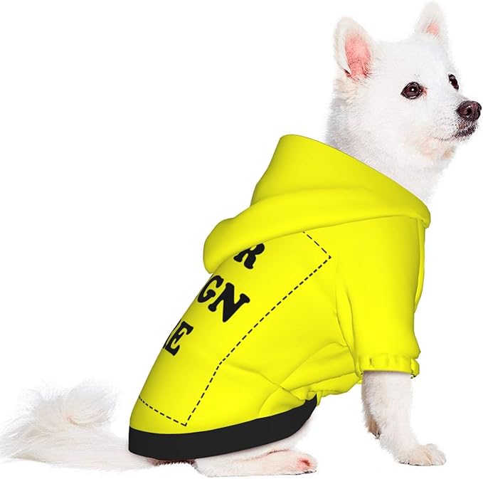 Personalized Chihuahua Dog Hoodie, Custom Pet Warm Sweatshirt Costume with Name Number Photo, Customize ID Clothes for Pupppy Kitten Dogs Cats, Yellow, L