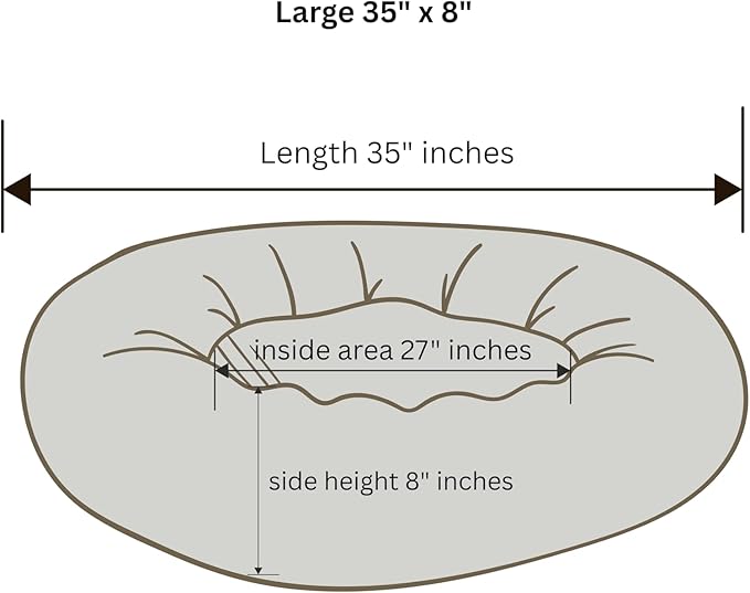 Organic Cotton Canvas Dog Bed: Removable Cover, Natural Fill - Made in USA (Medium Brown, Large 35" x 8" inches)