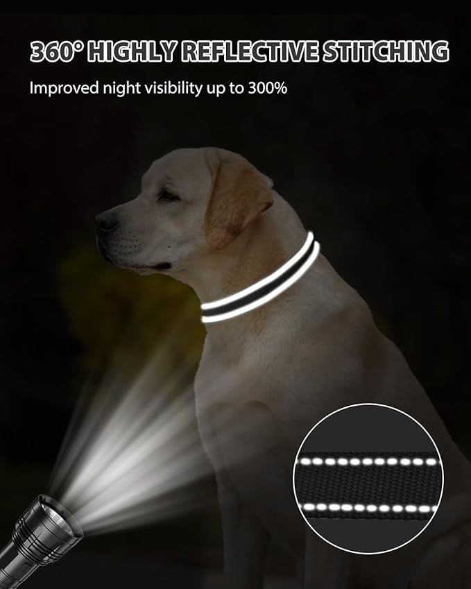 Joytale Large Dog Collar, Reflective and Adjustable Nylon Pet Collar with Quick-Release Buckle for Extra Large Dogs, Black, XL