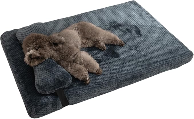 Dog Bed for Small Medium Large Dogs, Dog Mattress with Removable Pillow for Crate Kennel, Sofa Dog Bed, Super Soft Pet Bed for Dogs and Cats, Pet Beds & Furniture (Dark Grey,Large)