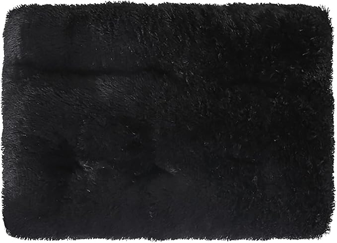 Dog Crate Mat, Dog Bed for Large Dogs, Comfy Fluffy Kennel Pad Anti-Slip for Dog beds & Furniture, Quilted Dog Bed for Pets for Medium/Small Dogs Cats (Color : Black, Size : 16.9x11)