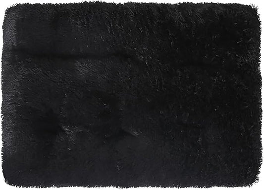 Dog Crate Mat, Dog Bed for Large Dogs, Comfy Fluffy Kennel Pad Anti-Slip for Dog beds & Furniture, Quilted Dog Bed for Pets for Medium/Small Dogs Cats (Color : Black, Size : 16.9x11)
