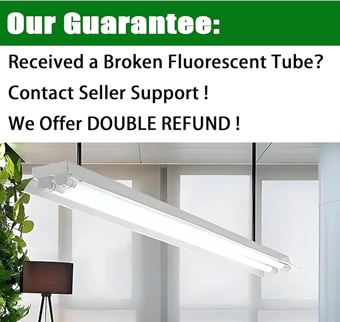 T12 48 Inches 40 Watt Fluorescent Tube, F40T12/865 Light Bulb, 6500K Daylight, 3050 Lumens, 4ft Fluorescent Bulb, G13 Bi-Pin Base 9 Count