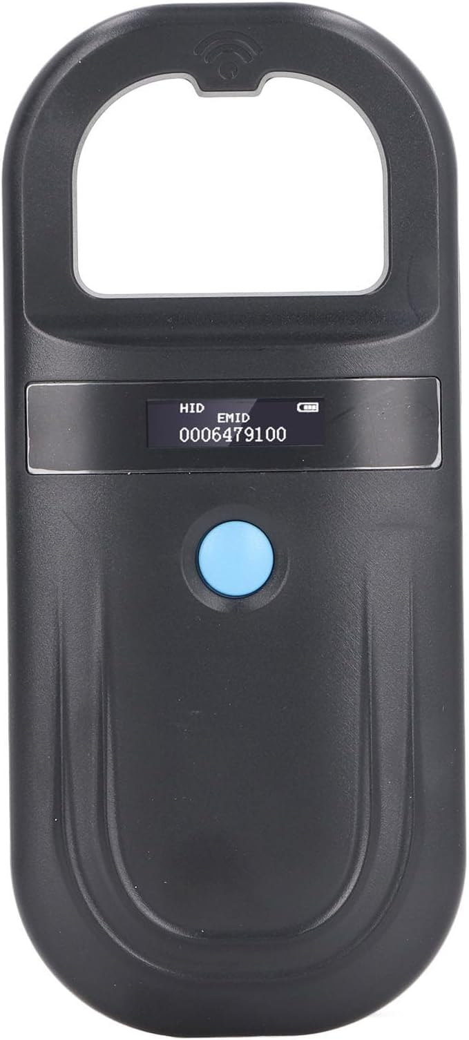 Animal ID Reader, USB Rechargeable Handheld Pet Microchip Scanner with OLED Display and 128 Data Storage for Dog and Cat Identification