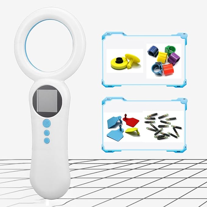 PUSOKEI Pet Microchip Scanner, Rechargeable EMID FDX B Chip Reader, 134.2kHz 125kHz Pet Chip ID Scanner with 500 Storage Capacity and 1.44in TFT Screen, for Animal