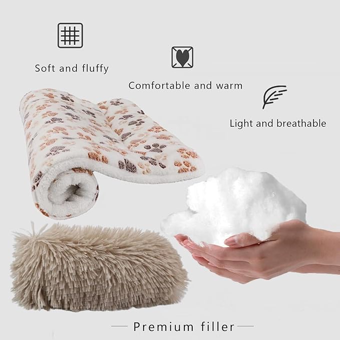 Crate Mat With Pillow, Warm Kennel Liner Blanket Plush Bed for Large Dogs, Mattress for Pet Dreams 35x26 Inches