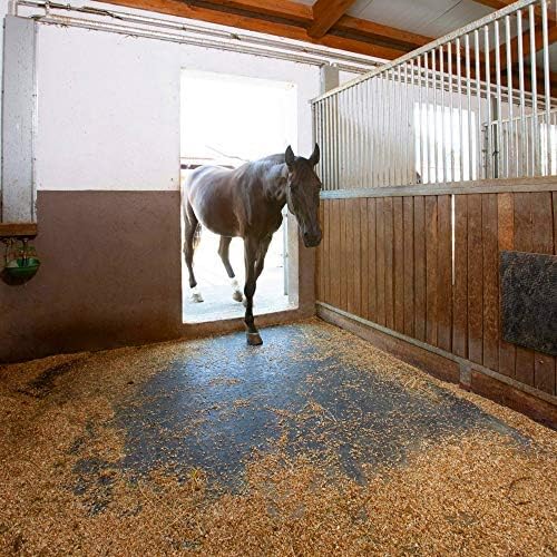 American Floor Mats - Horse/Stable Mats - Heavy Duty Stall Mats - Thick, Durable Rubber Flooring Solid Black 3/8" Thick - 4' x 10' Mat
