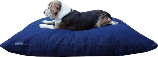 Dogbed4less Shredded Memory Foam Pillow Dog Bed with Waterproof Liner and Machine Washable Cover (Blue Denim, Medium 36"X29")