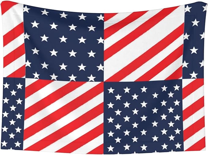 Two Sided Pet Cuddler Blanket for Anxiety Calming, American Flag Plaid Pattern, Reversible Plush Design with Bubble Dot Pattern Provides Familiar Surface Anywhere